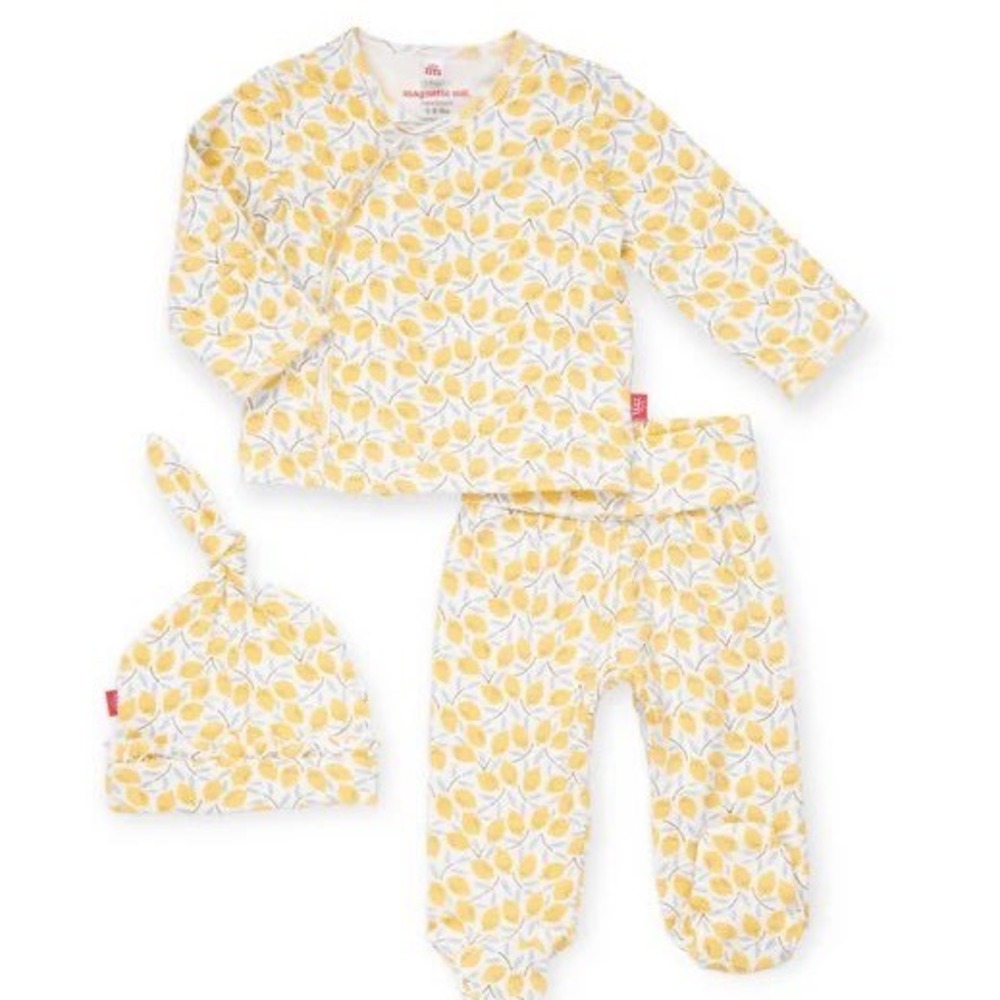 Magnetic Me Cotton Magnetic Kimono 3pc Set Easy Peasy Lemon Squeezy 0-3 Months